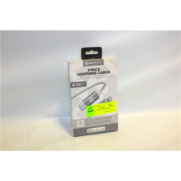 3PK LIGHTNING CABLES NEW