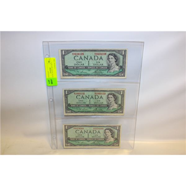1954 $1 BANK NOTES SET OF 3