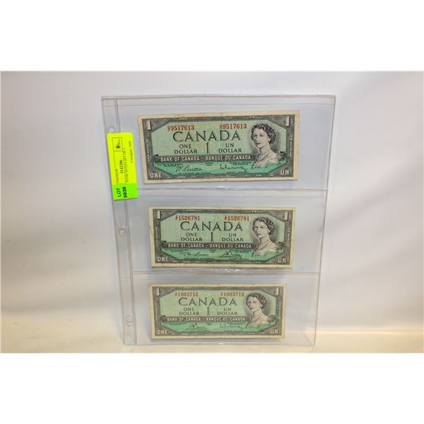 1954 $1 BANK NOTES SET OF 3