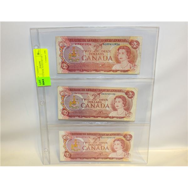 1974 $2 BANK NOTES SET OF 3