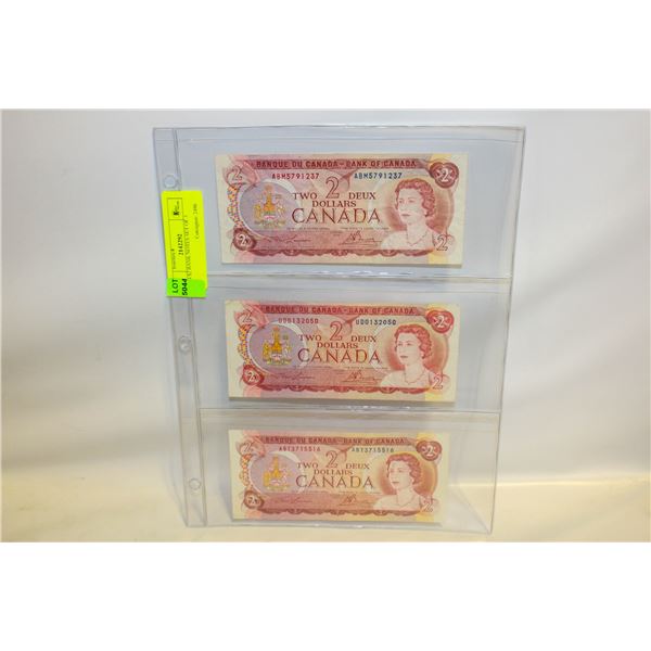 1974 $2 BANK NOTES SET OF 3