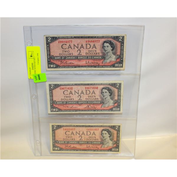 1954 $2 BANK NOTES SET OF 3