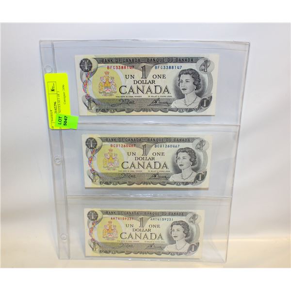 1973 $1 BANK NOTES SET OF 3
