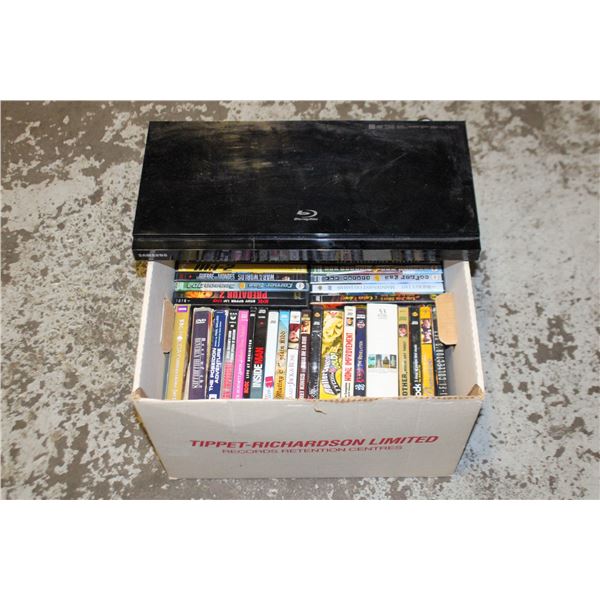 SAMSUNG BLU-RAY DVD PLAYER+BOX OF MOVIES