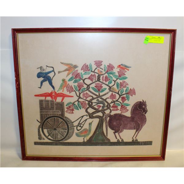 FRAMED ANCIENT CHINESE STONE INK RUBBING