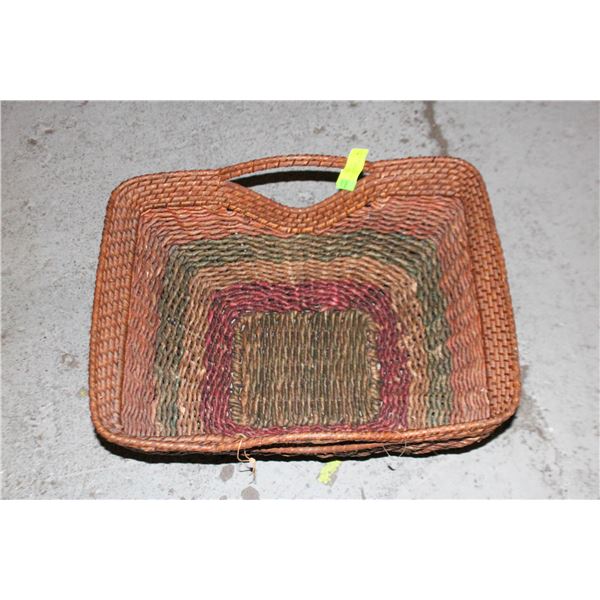 INDIGENOUS WEAVED BLANKET BASKET WITH