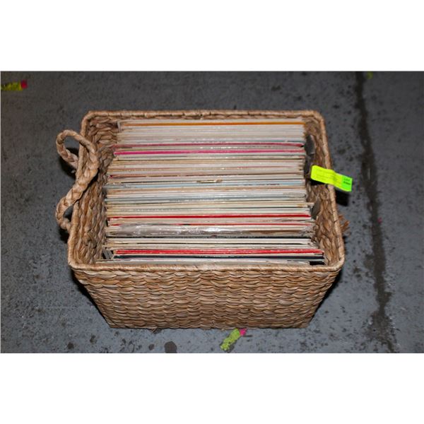 BASKET OF ASSORTED VINYL RECORDS