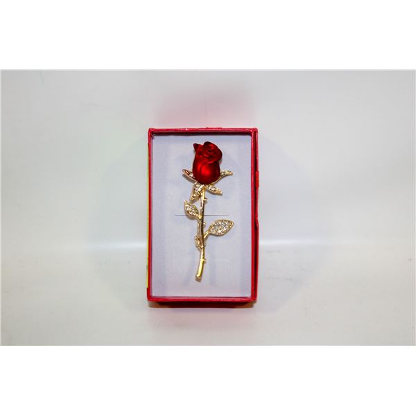 NEW ROSE BROOCH W/RHINESTONES 0.98’’X2.56’’