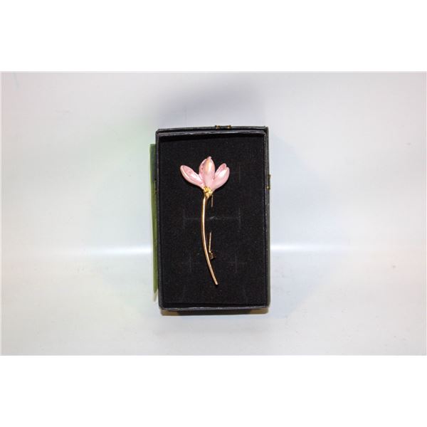 NEW LOTUS FLOWER BROOCH PINK CHROME