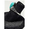 Image 2 : 25)  PEAR SHAPED, BEZEL SET TURQUOISE RING,