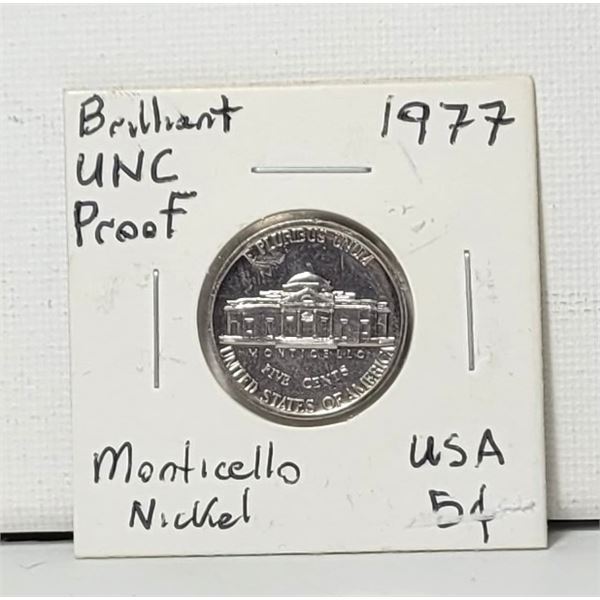 9)  USA 1977 5 CENT COIN, UNCIRCULATED