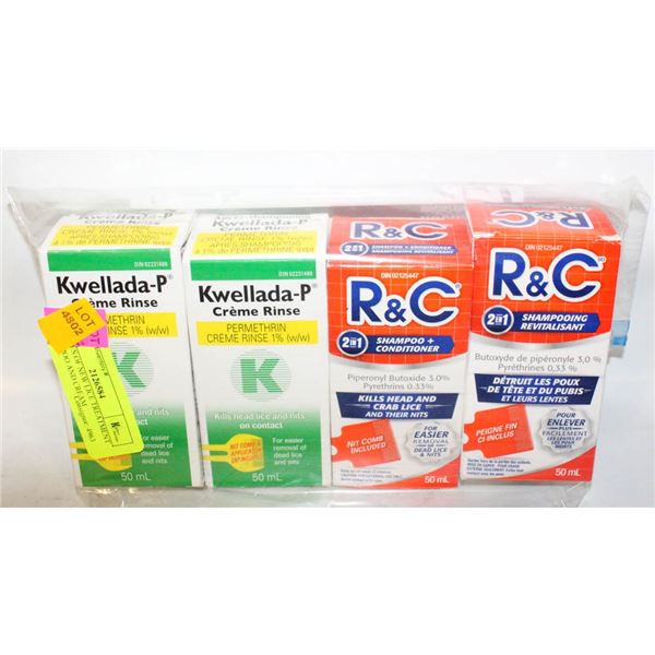 4 BOXES OF NEW LICE TREATMENT CHAMPOO AND CREAM