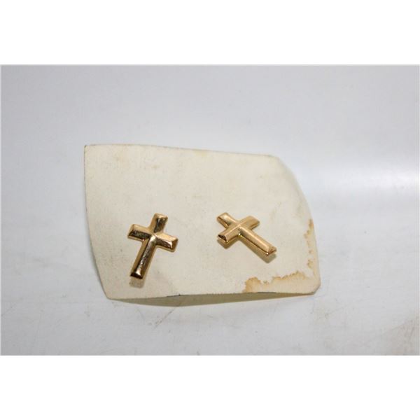 10K STAMPED GOLD CROSS EARRINGS