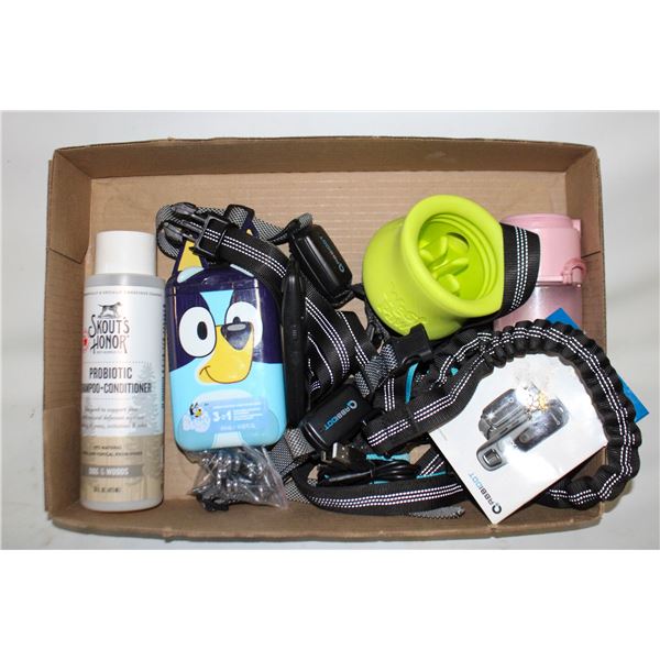 FLAT OF DOG SOAP/SHOCK COLLARS ETC