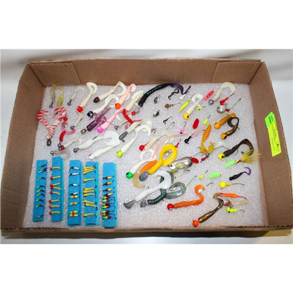 TRAY OF FISHING HOOKS