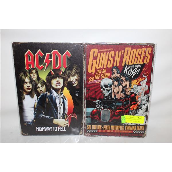 2 NEW GUNS N' ROSES AND ACDC METAL WALL ART