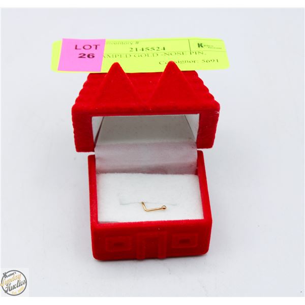 14K STAMPED GOLD -NOSE PIN, 0.14GM