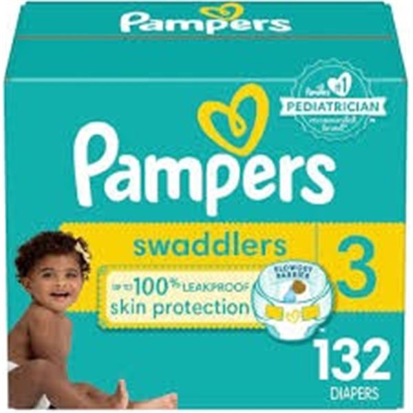 PAMPERS SWADDLERS 132 DIAPERS SIZE 3