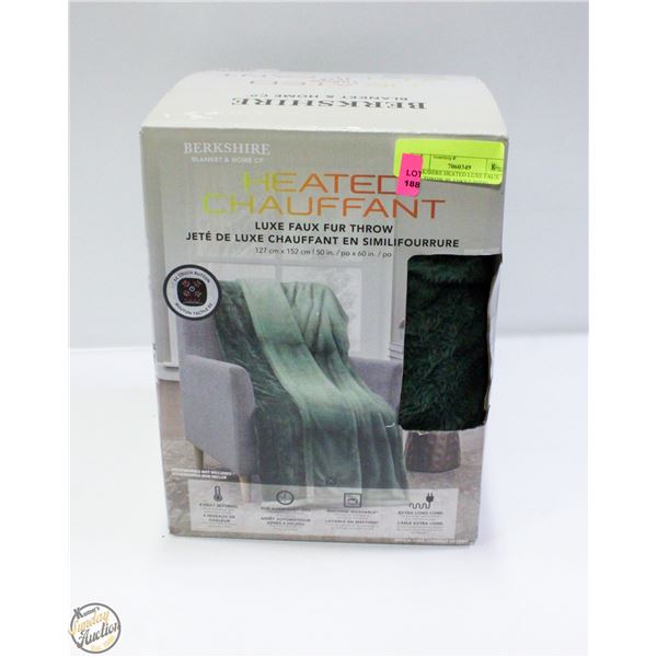 BERKSHIRE HEATED LUXE FAUX FUR THROW BLANKET 50X60