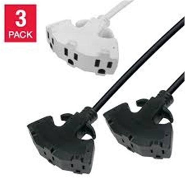 NEW 3PK PRIME 3-OUTLET EXTENSION CORD 25FT