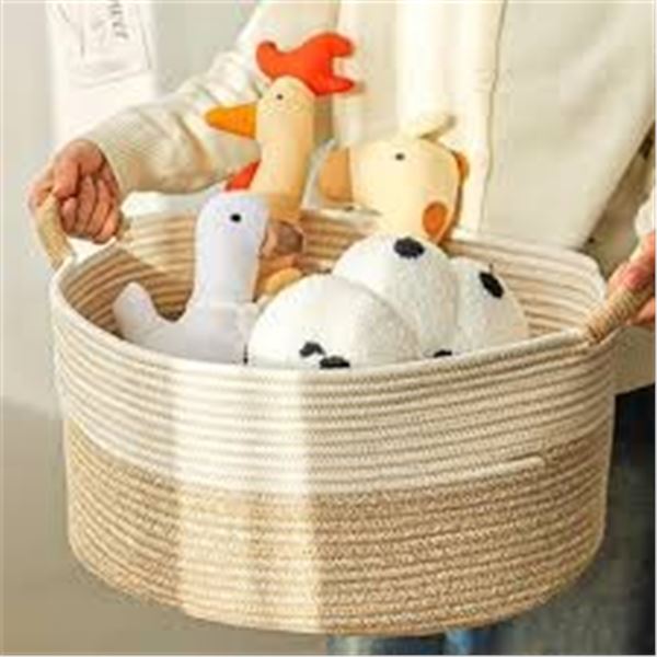 NEW COTTON STORAGE BASKET WITH HANDLES