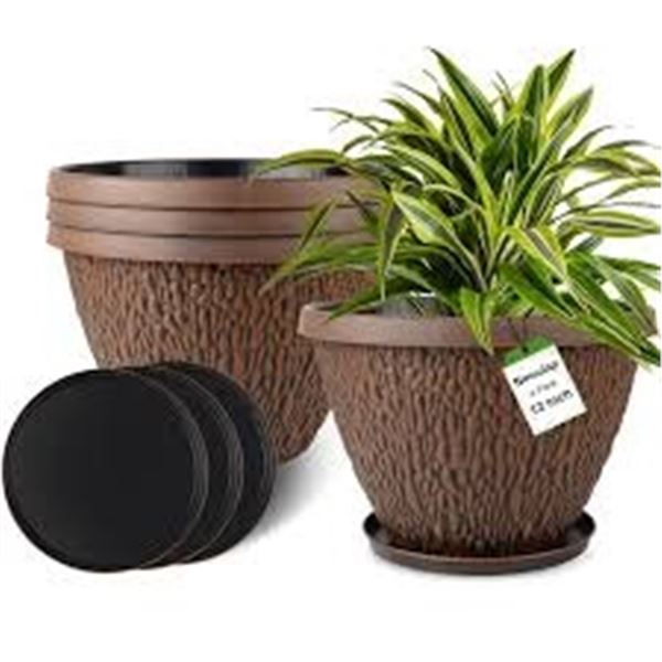 BRAND NEW 4PK NOOULAP 12 LARGE PLANT POTS W DRAIN