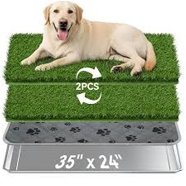 NEW DOG GRASS PAD W TRAY LARGE 35 X 24" 2 PADS