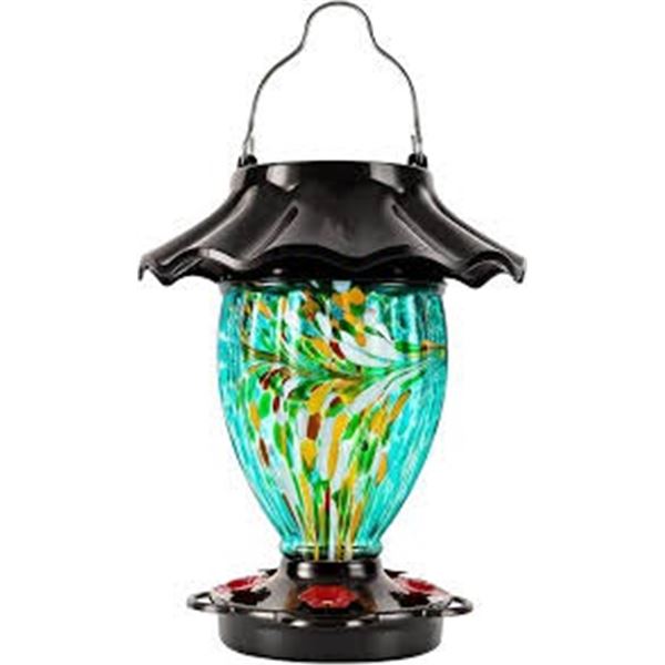 BRAND NEW SOLAR HAND BROWN GLASS HUMMINGBIRD FEED