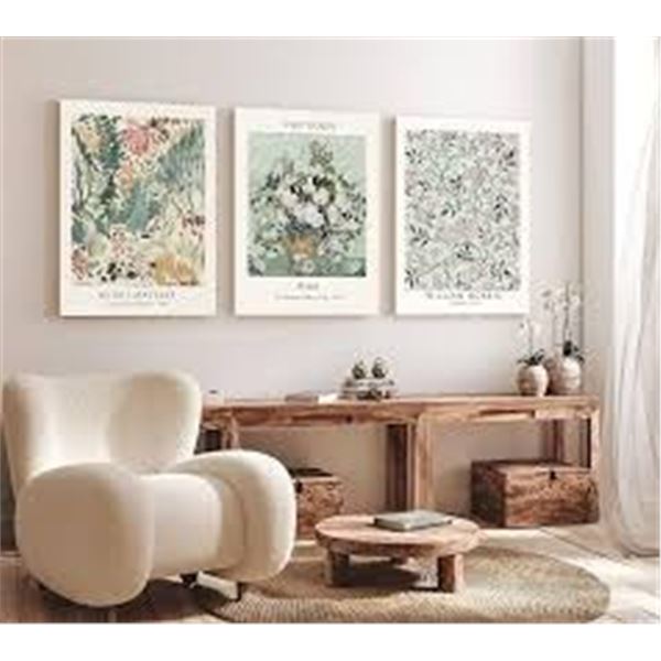 NEW INDUSLYFE LARGE FRAMED CANVAS WALL ART 3 SET