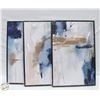 Image 1 : BRAND NEW ABSTRACT WALL ART 3PCS BLUE 40 X 60CM