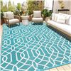 Image 1 : NEW HEBE OUTDOOR RUG 8 X 10FT TEAL/WHITE