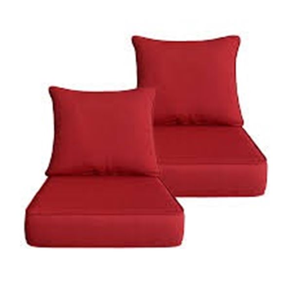 NEW LOCALIVE 24X24 2PK DEEP SEAT PATIO CUSIONS RED