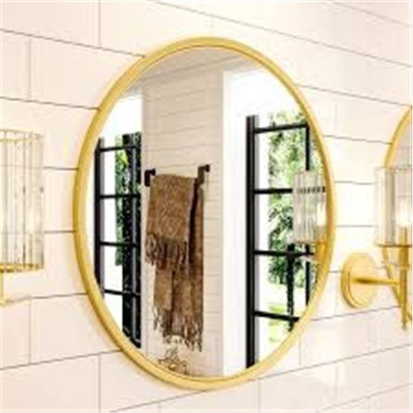 BRAND NEW GROWSUN GOLDTONE 24" CIRCLE MIRROR