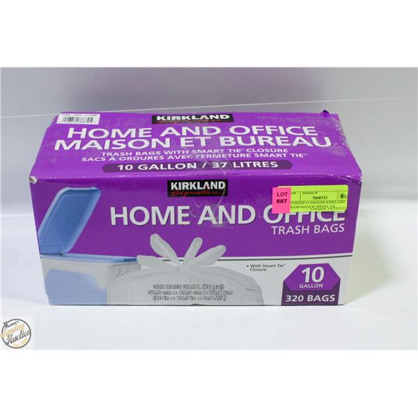 319 BAGS 11 GALLON KIRKLAND TRASH BAGS W SMART TIE