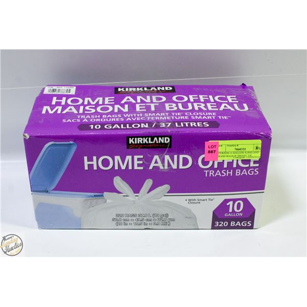 319 BAGS 11 GALLON KIRKLAND TRASH BAGS W SMART TIE