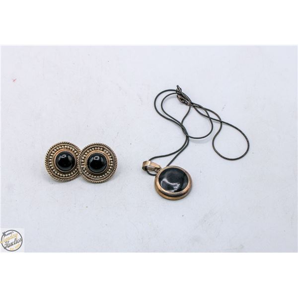 16.6 GRAMS 925 SILVER NECKLACE & EARRINGS-ESTATE