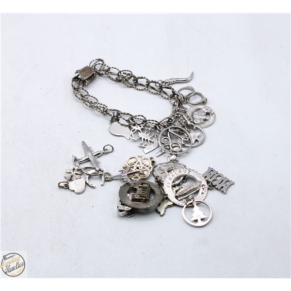 47.4 GRAMS 925 SILVER CHARM BRACELET WITH