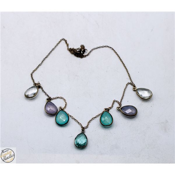 8.5 GRAMS 925 SILVER AQUA MARINE & AMETHYST