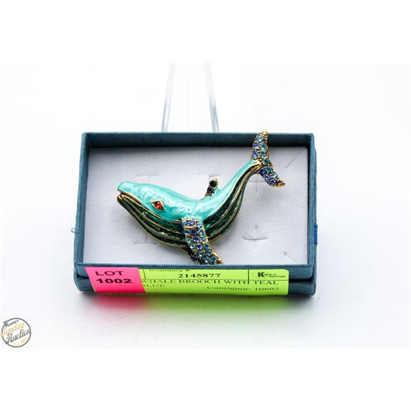 NEW WHALE BROOCH WITH TEAL AND BLUE
