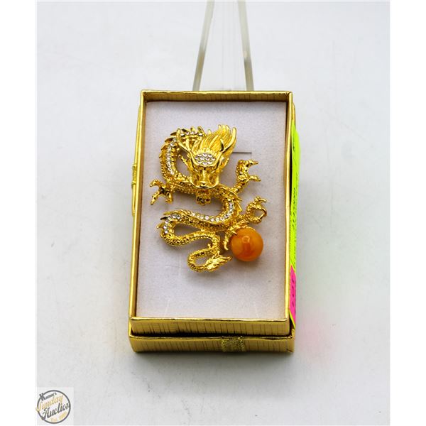 NEW 3D DRAGON BROOCH DETAILED ETCHING,