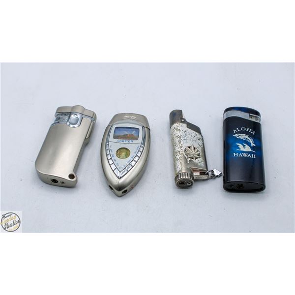 LOT OF 4 NOVELTY BUTANE LIGHTERS