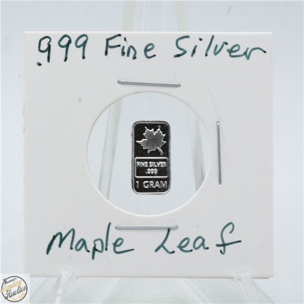 #3550-CANADIAN .999 FINE SILVER 1 GRAM BAR