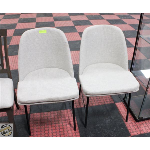 BEIGE FABRIC METAL FRAME CHAIRS