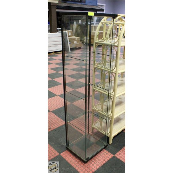 GLASS CABINET WITH GLASS SHELVES 64.5"X14.5"X17"