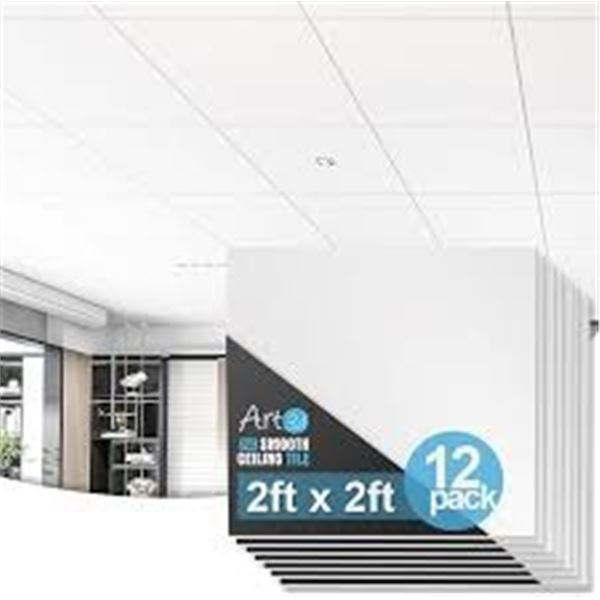 NEW ART3D 12PK SMOOTH DROP CEILING TILE 2 X 2FT