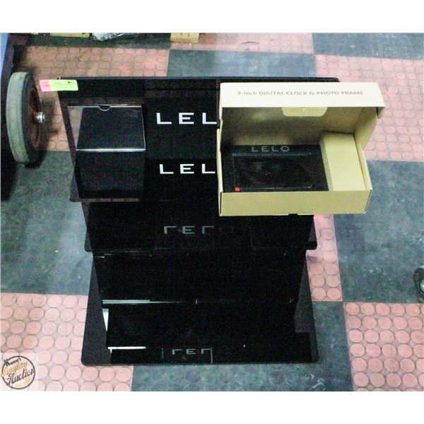 "LELO" THREE TIER BLACK ACRYLIC DISPLAY STAND