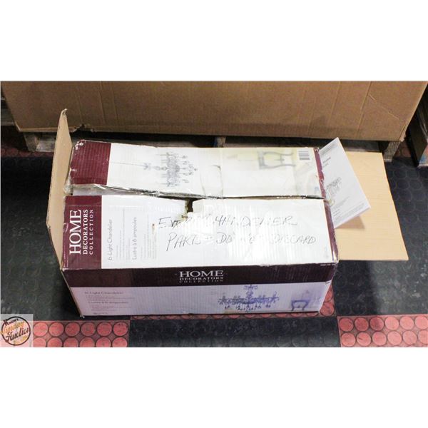 HOME DECORATORS 6 LIGHT CHANDELIER