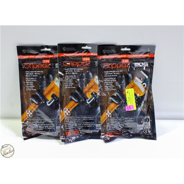 3PKSX10 GLOVES BDG GRIPPAZ NITRILE MECHANIC