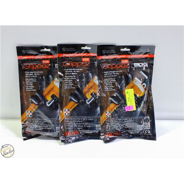 3PKSX10 GLOVES BDG GRIPPAZ NITRILE MECHANIC