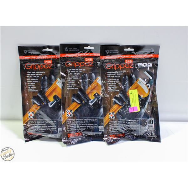 3PKSX10 GLOVES BDG GRIPPAZ NITRILE MECHANIC
